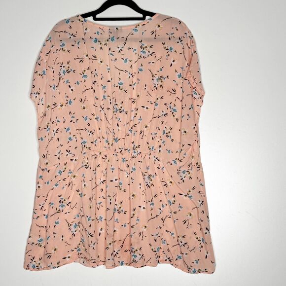 Torrid Floral Challis Button Fit Flare Blouse Peach Women's Plus Size 1X - Picture 7 of 8